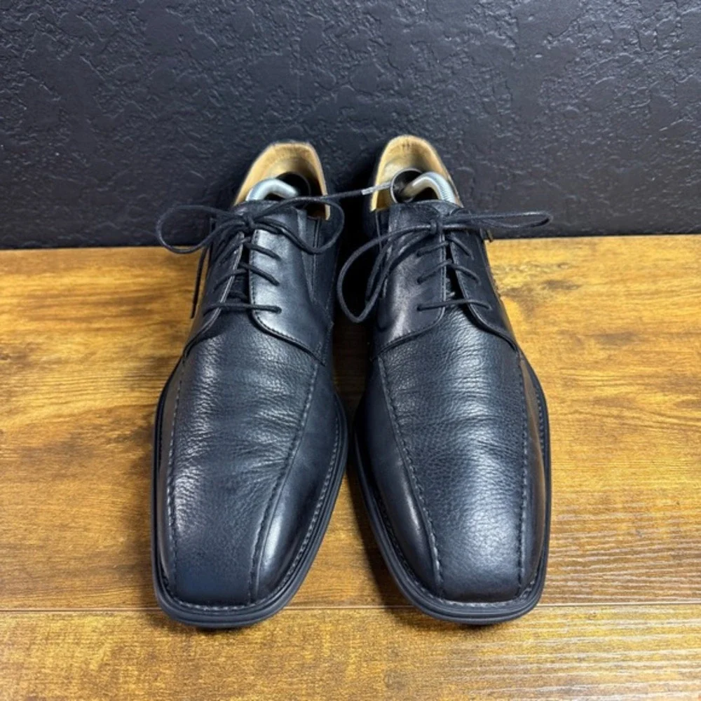 Brass Boot Walking Gloves Black Leather Square Toe Oxford Dress Shoes Mens 10.5M